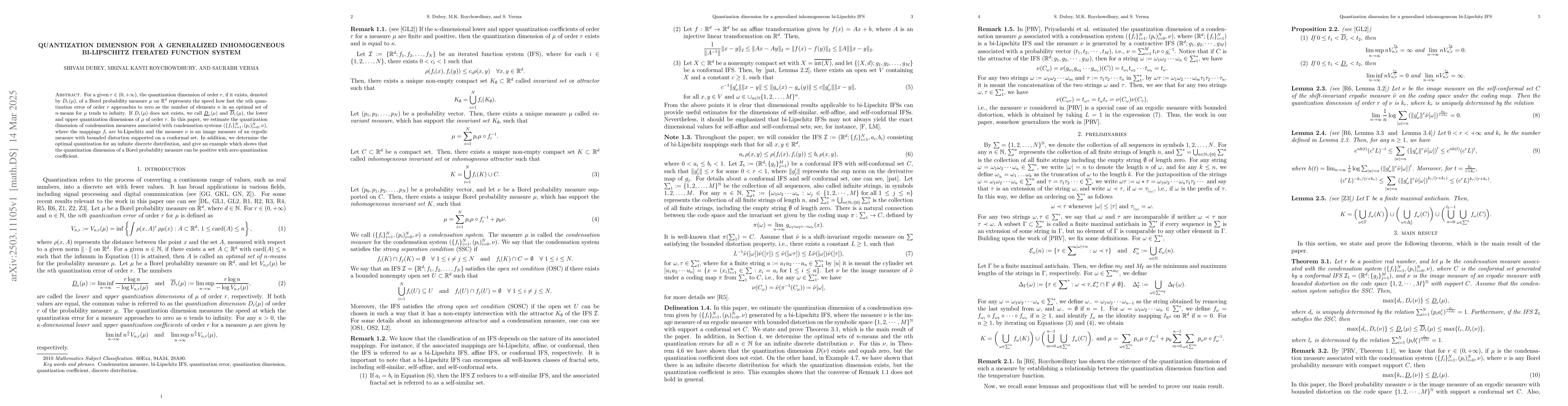 Thumbnail for Quantization dimension for a generalized inhomogeneous bi-Lipschitz
  iterated function system