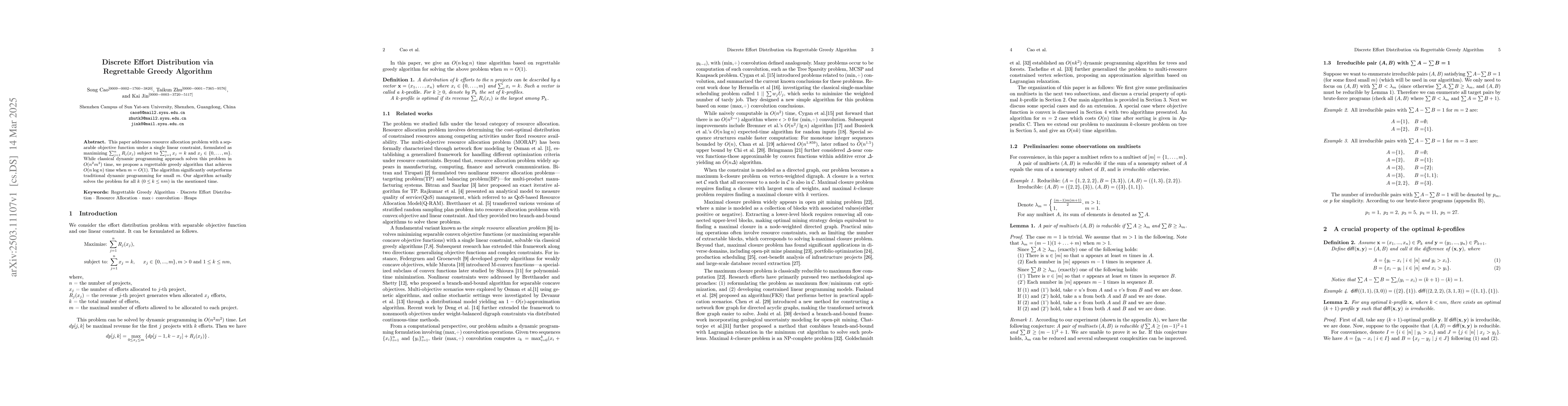 Thumbnail for Discrete Effort Distribution via Regrettable Greedy Algorithm