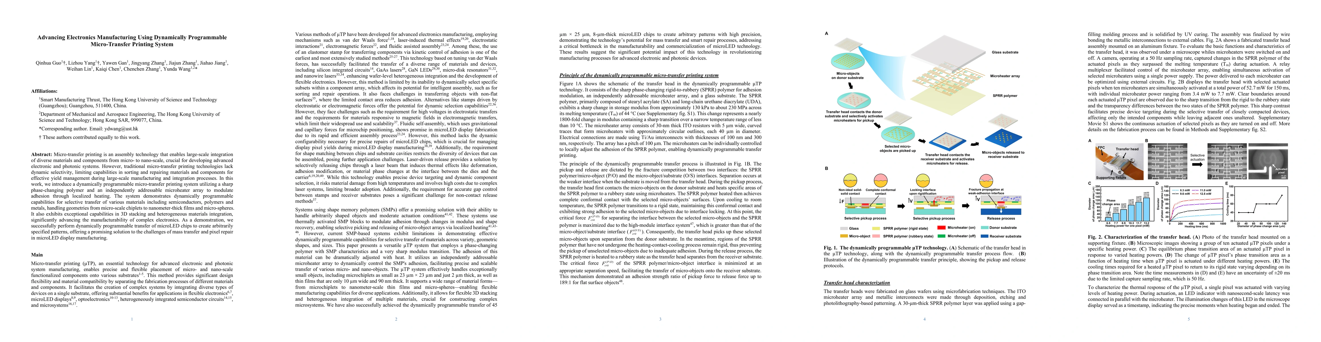 Thumbnail for Advancing Electronics Manufacturing Using Dynamically Programmable
  Micro-Transfer Printing System