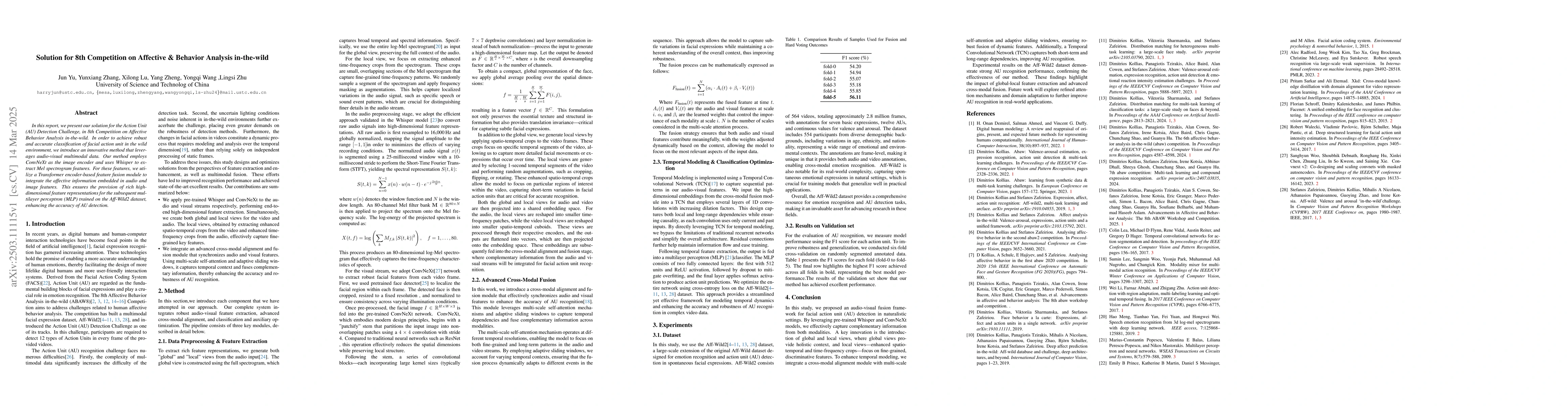 Thumbnail for Solution for 8th Competition on Affective & Behavior Analysis
  in-the-wild