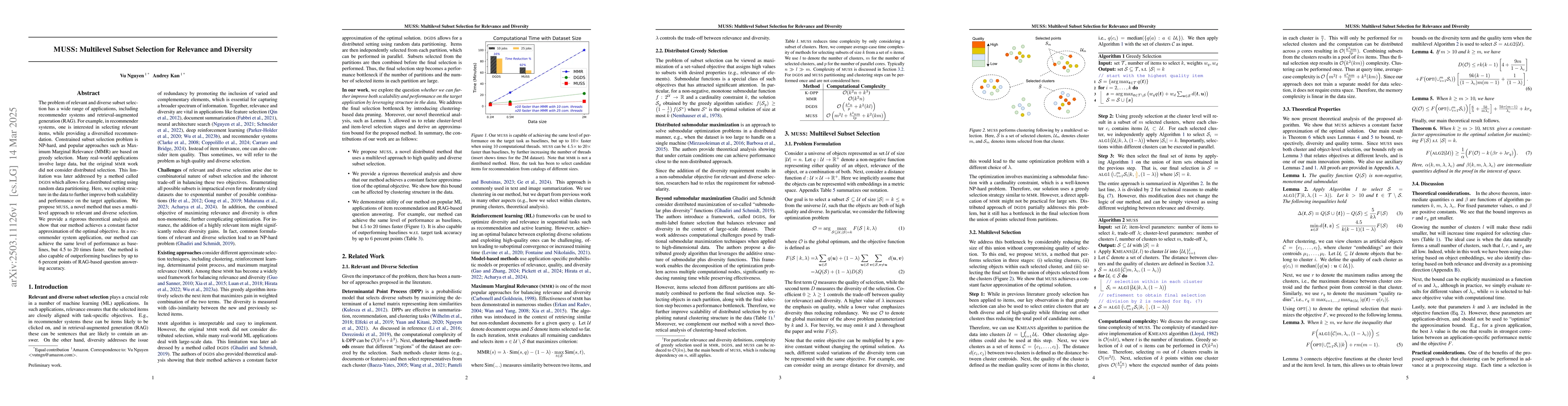 Thumbnail for MUSS: Multilevel Subset Selection for Relevance and Diversity