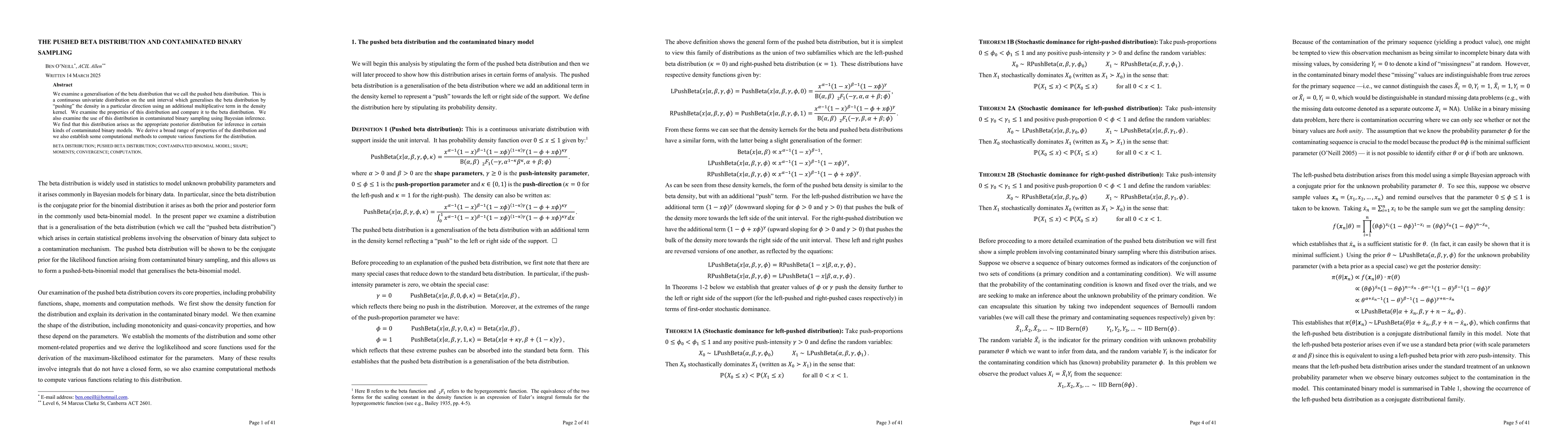 Thumbnail for The pushed beta distribution and contaminated binary sampling