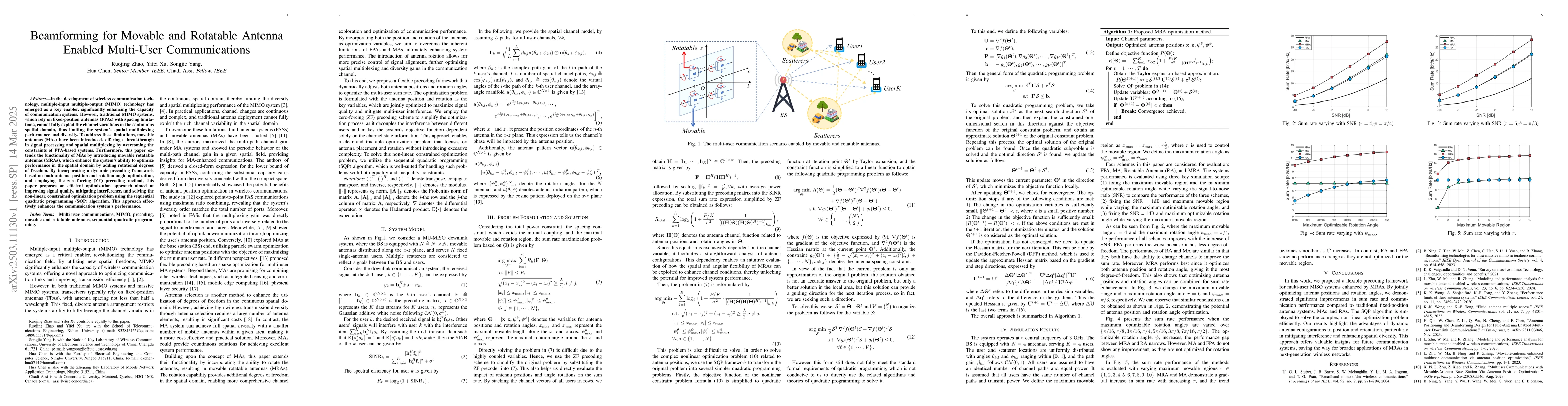 Thumbnail for Beamforming for Movable and Rotatable Antenna Enabled Multi-User
  Communications