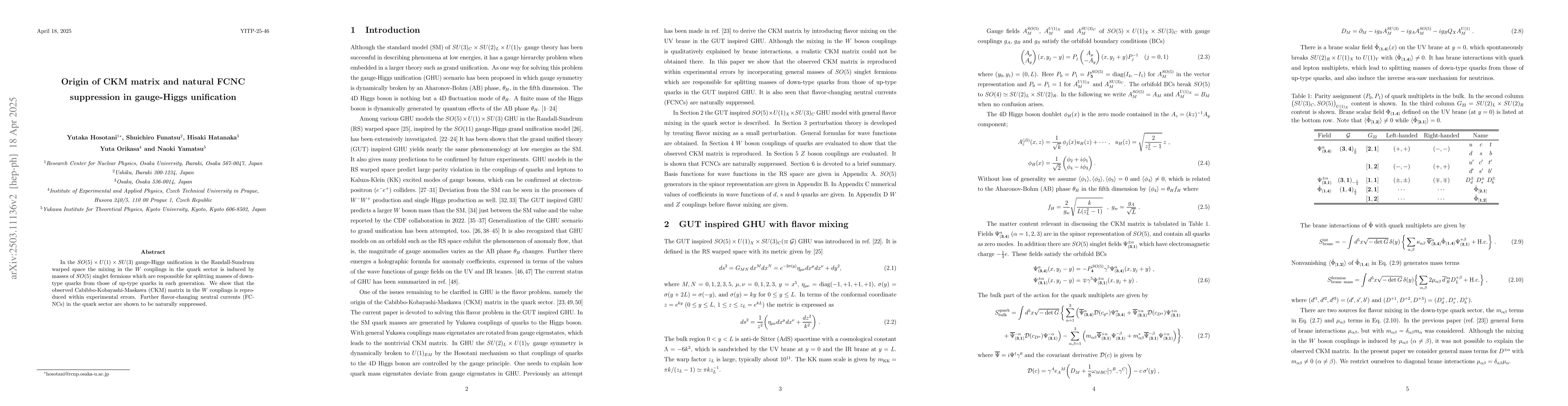 Thumbnail for Origin of CKM matrix and natural FCNC suppression in gauge-Higgs
  unification