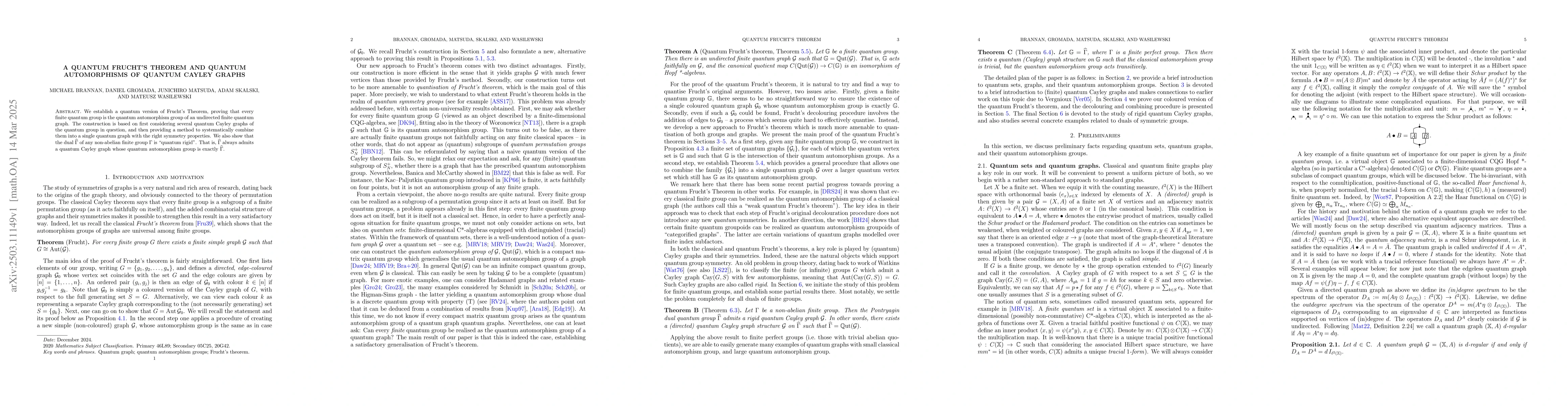 Thumbnail for A quantum Frucht's theorem and quantum automorphisms of quantum Cayley
  graphs