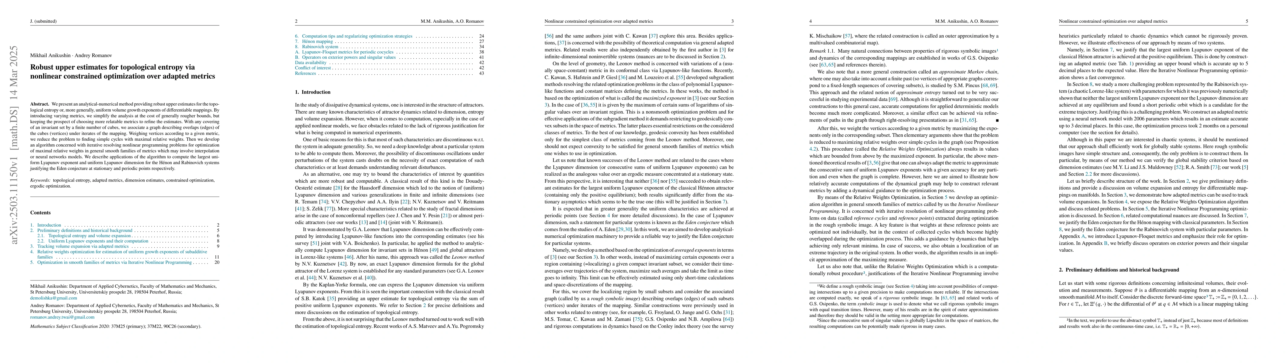 Thumbnail for Robust upper estimates for topological entropy via nonlinear constrained
  optimization over adapted metrics