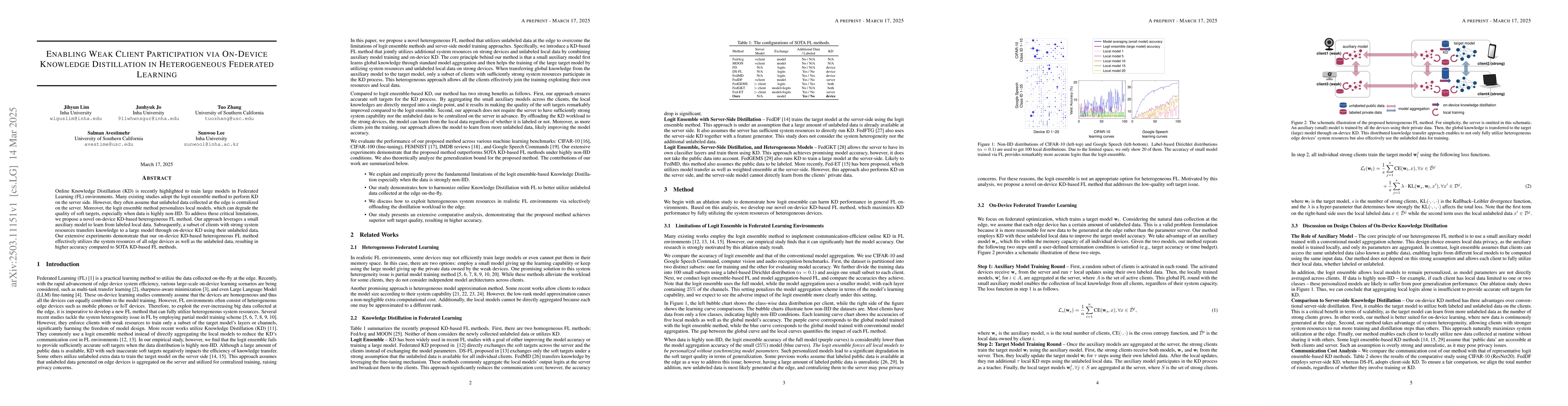 Thumbnail for Enabling Weak Client Participation via On-device Knowledge Distillation
  in Heterogenous Federated Learning