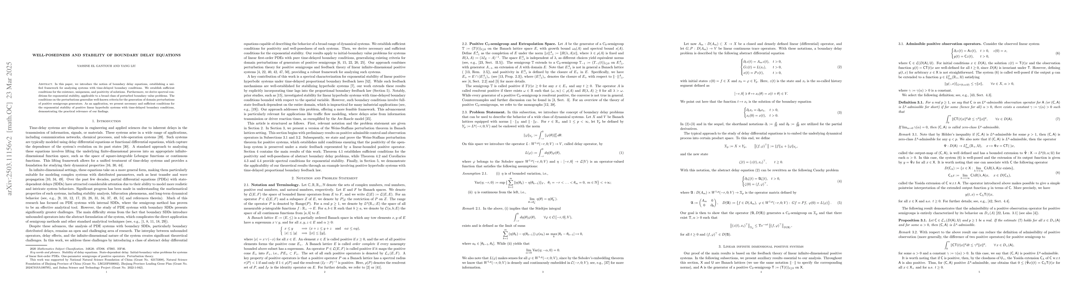 Thumbnail for Well-posedness and stability of boundary delay equations