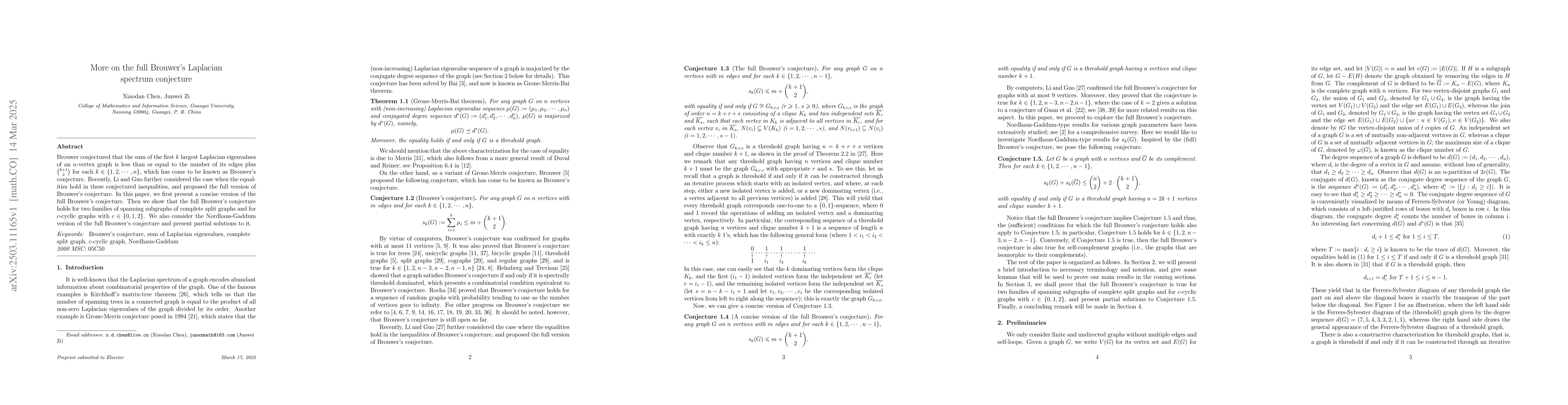 Thumbnail for More on the full Brouwer Laplacian spectrum conjecture