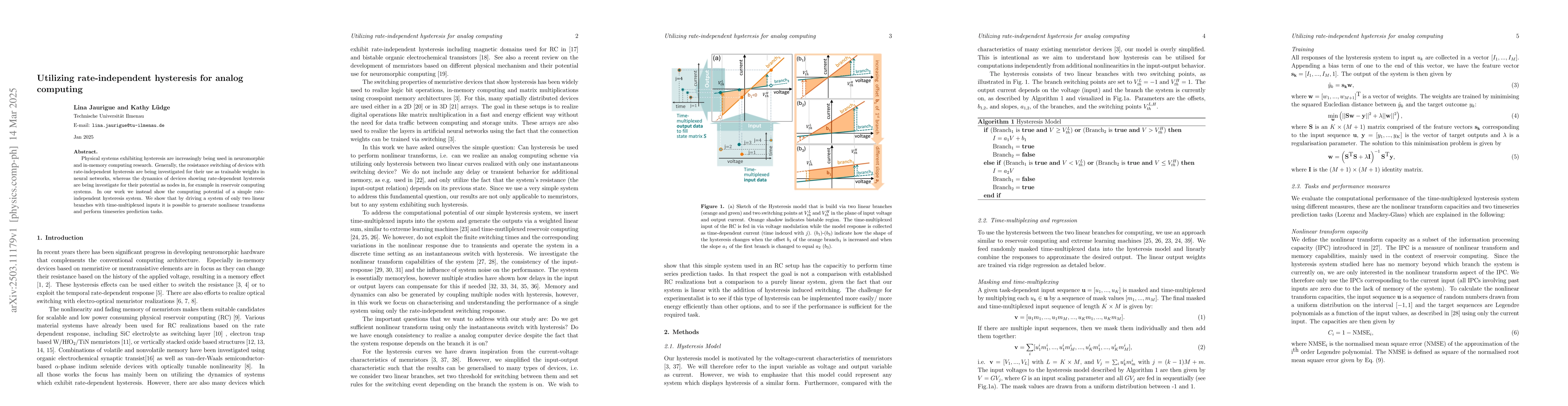 Thumbnail for Utilizing rate-independent hysteresis for analog computing