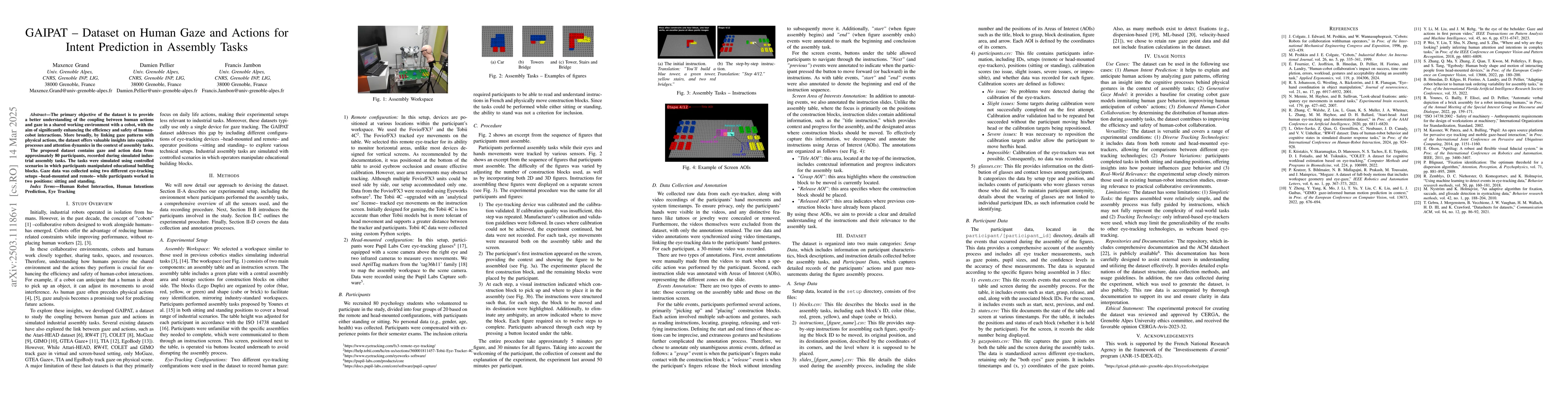 Thumbnail for GAIPAT -Dataset on Human Gaze and Actions for Intent Prediction in
  Assembly Tasks