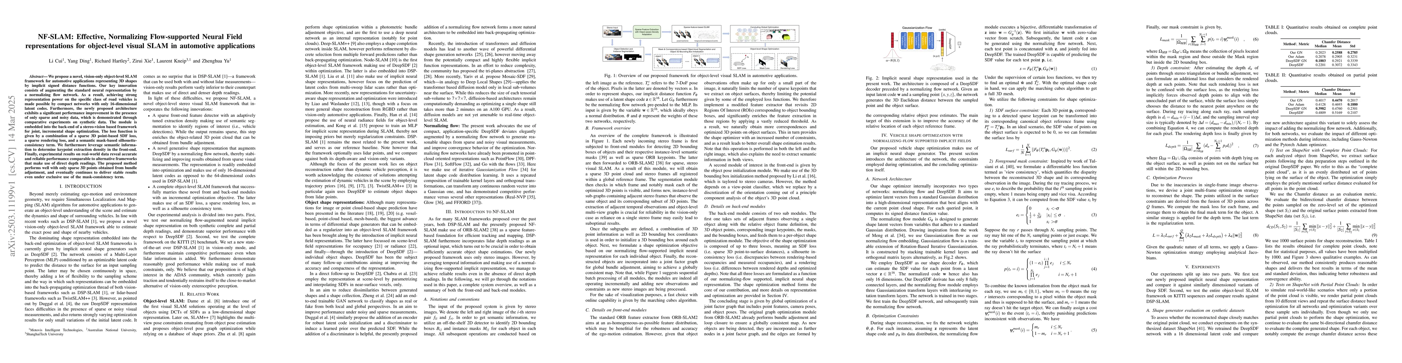 Thumbnail for NF-SLAM: Effective, Normalizing Flow-supported Neural Field
  representations for object-level visual SLAM in automotive applications