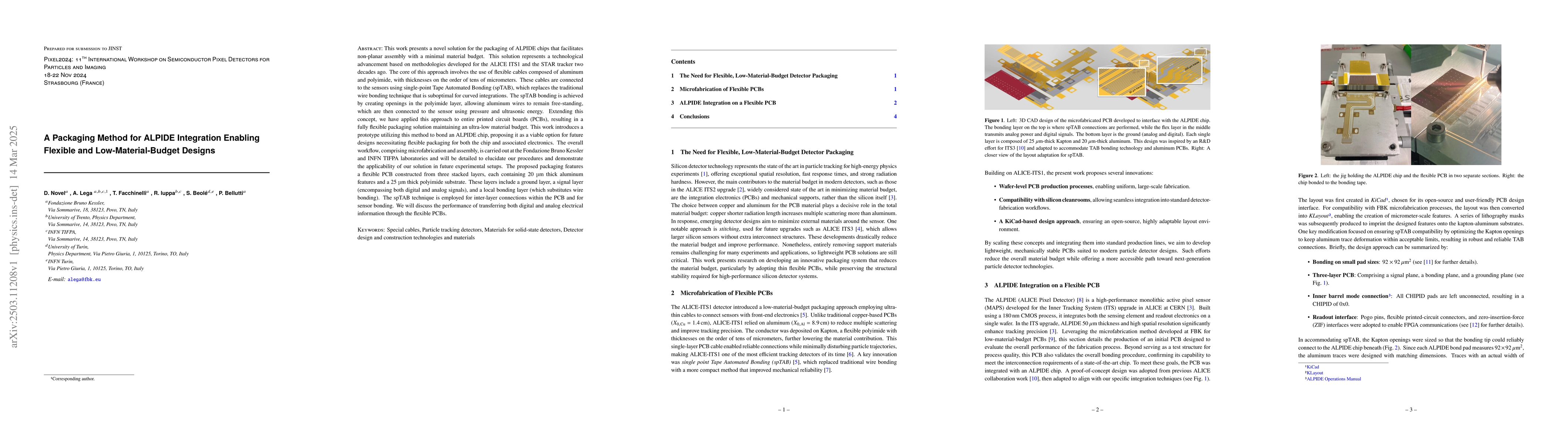 Thumbnail for A Packaging Method for ALPIDE Integration Enabling Flexible and
  Low-Material-Budget Designs
