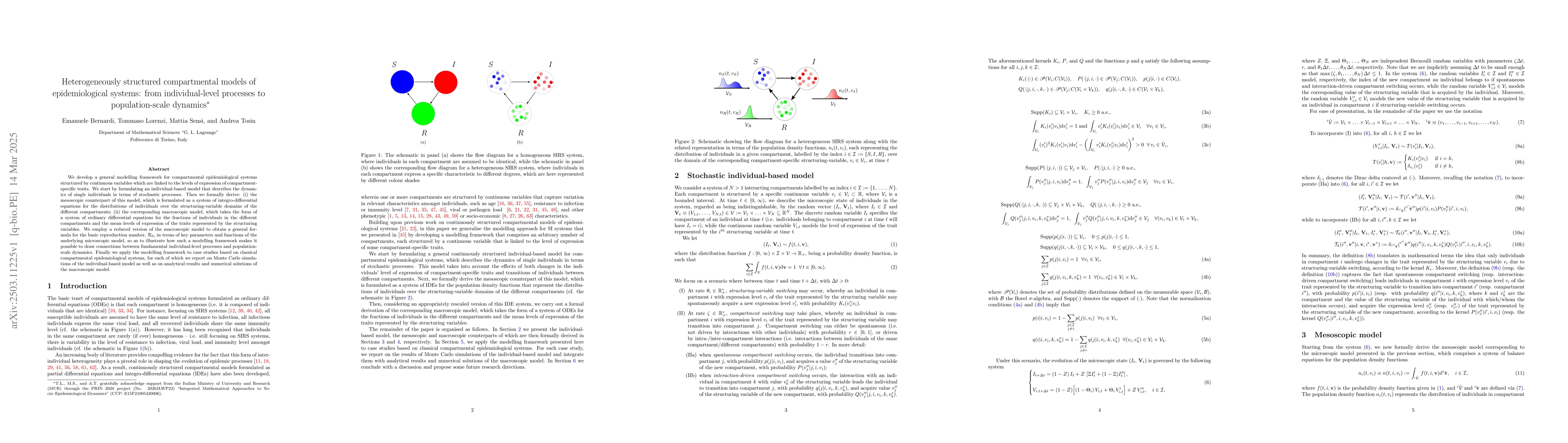 Thumbnail for Heterogeneously structured compartmental models of epidemiological
  systems: from individual-level processes to population-scale dynamics