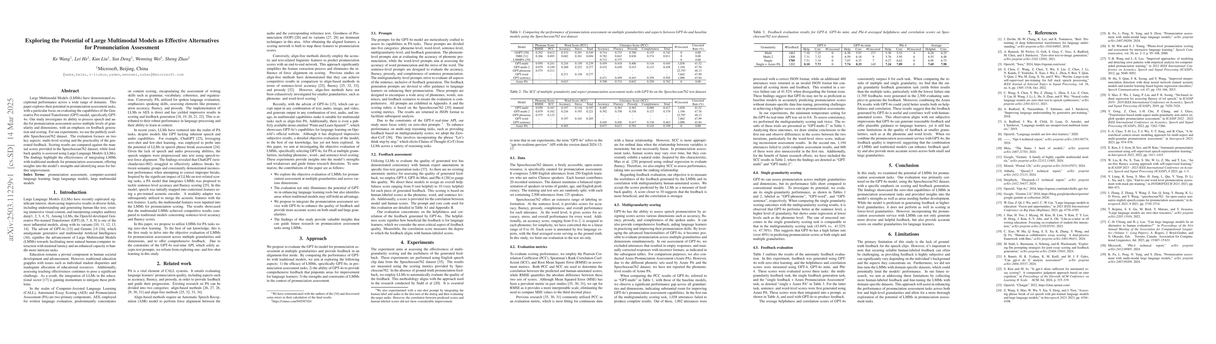 Thumbnail for Exploring the Potential of Large Multimodal Models as Effective
  Alternatives for Pronunciation Assessment