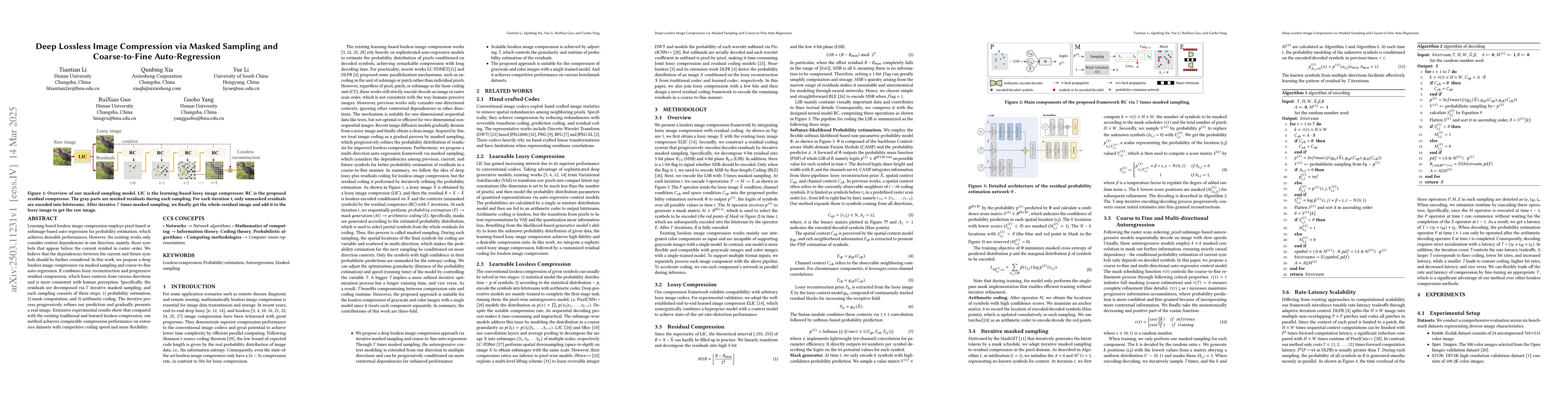 Thumbnail for Deep Lossless Image Compression via Masked Sampling and Coarse-to-Fine
  Auto-Regression