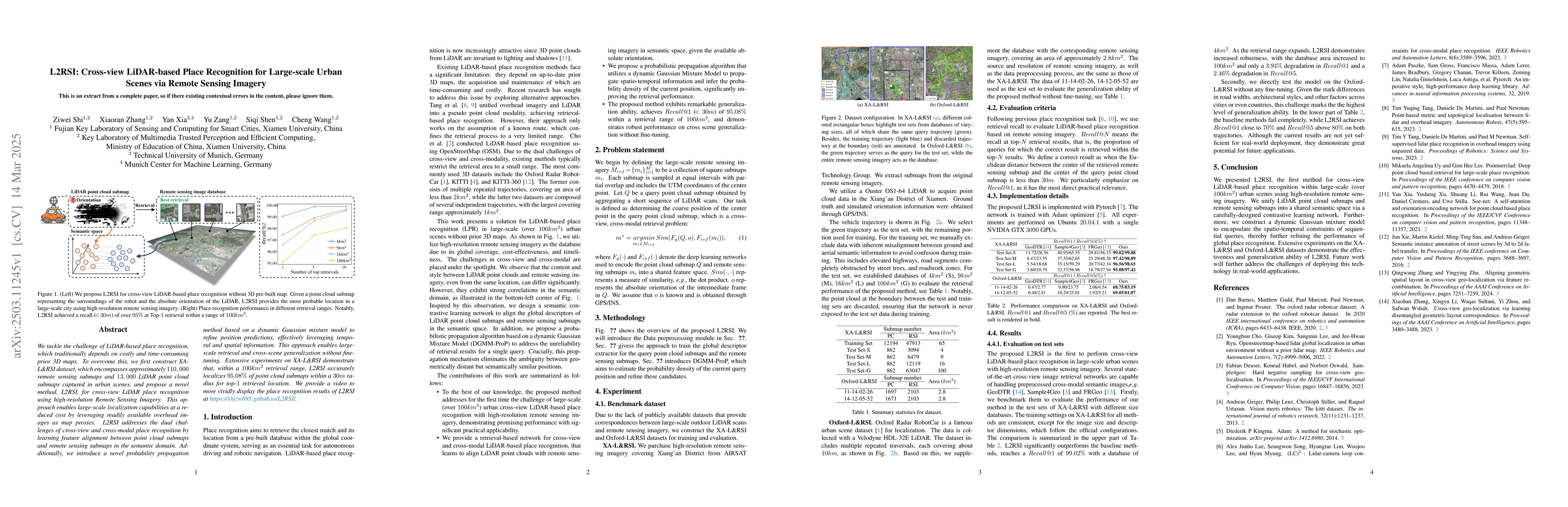 Thumbnail for L2RSI: Cross-view LiDAR-based Place Recognition for Large-scale Urban
  Scenes via Remote Sensing Imagery