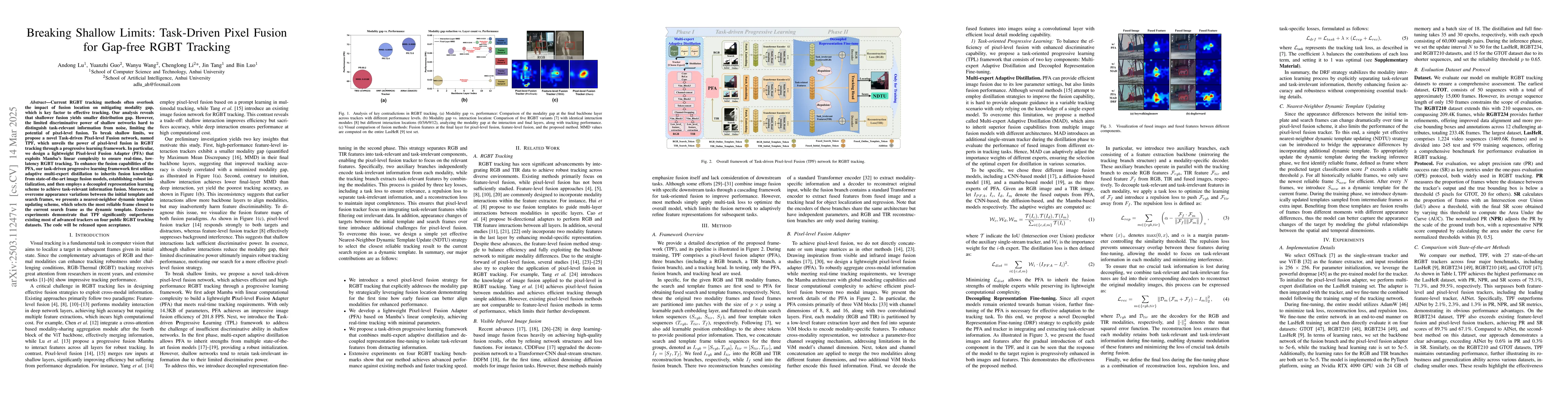 Thumbnail for Breaking Shallow Limits: Task-Driven Pixel Fusion for Gap-free RGBT
  Tracking