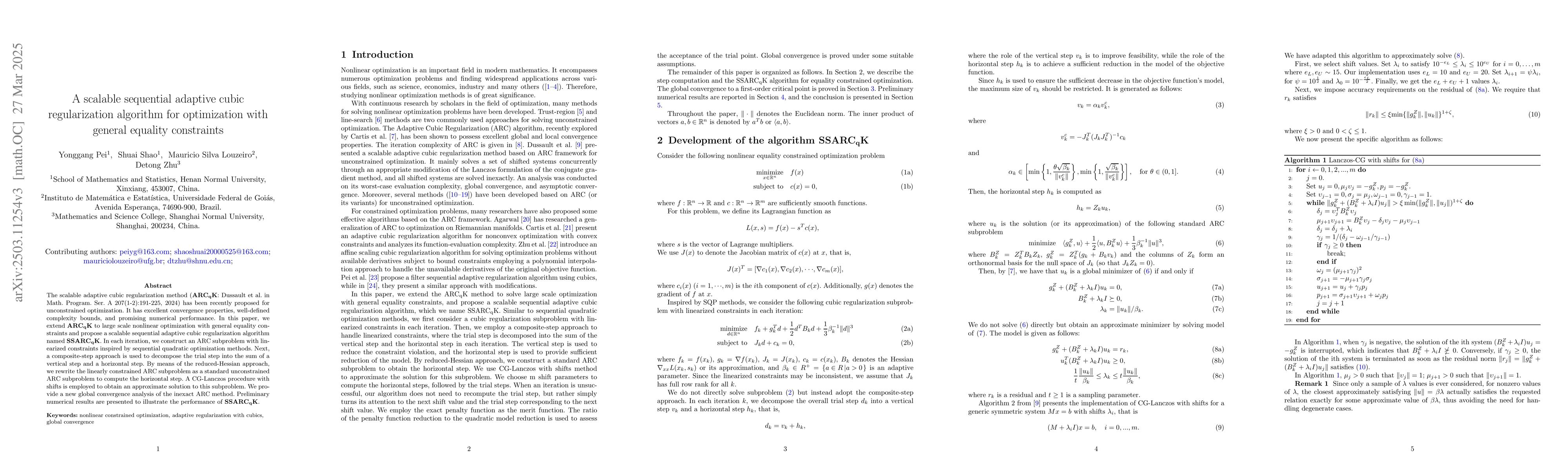 Thumbnail for A scalable sequential adaptive cubic regularization algorithm for
  optimization with general equality constraints