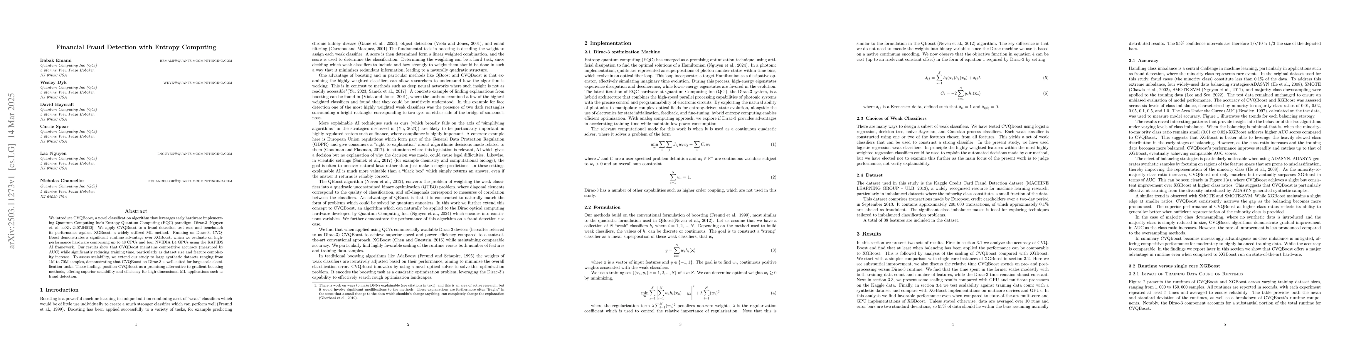 Thumbnail for Financial Fraud Detection with Entropy Computing