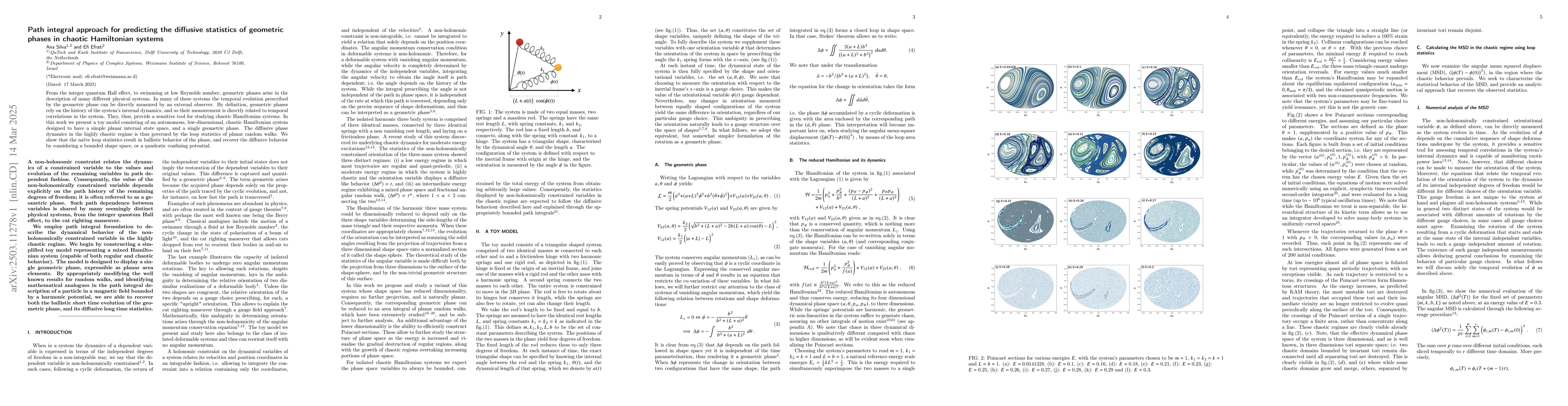 Thumbnail for Path integral approach for predicting the diffusive statistics of
  geometric phases in chaotic Hamiltonian systems
