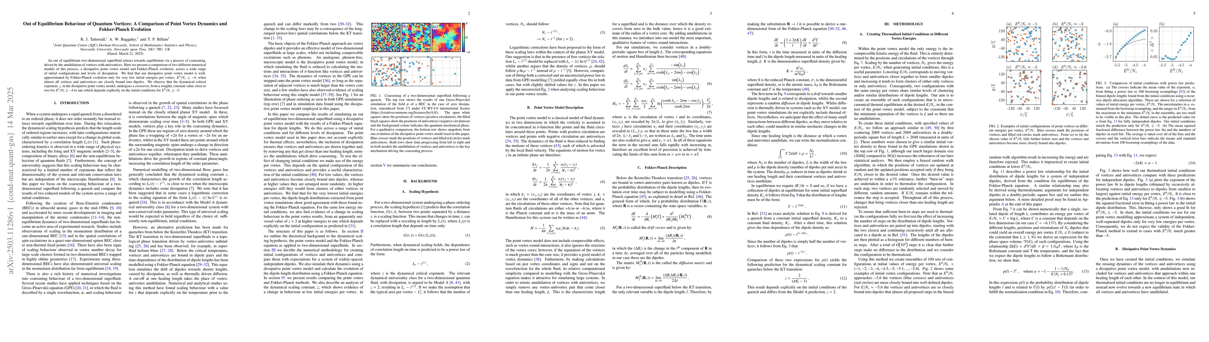 Thumbnail for Out of Equilibrium Behaviour of Quantum Vortices: A Comparison of Point
  Vortex Dynamics and Fokker-Planck Evolution