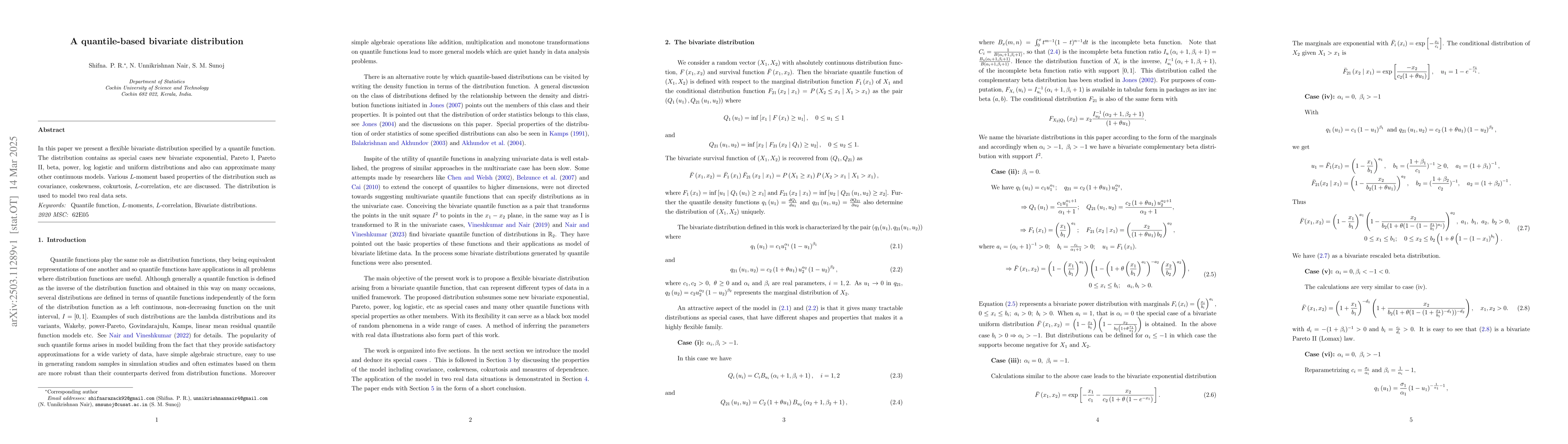 Thumbnail for A quantile-based bivariate distribution