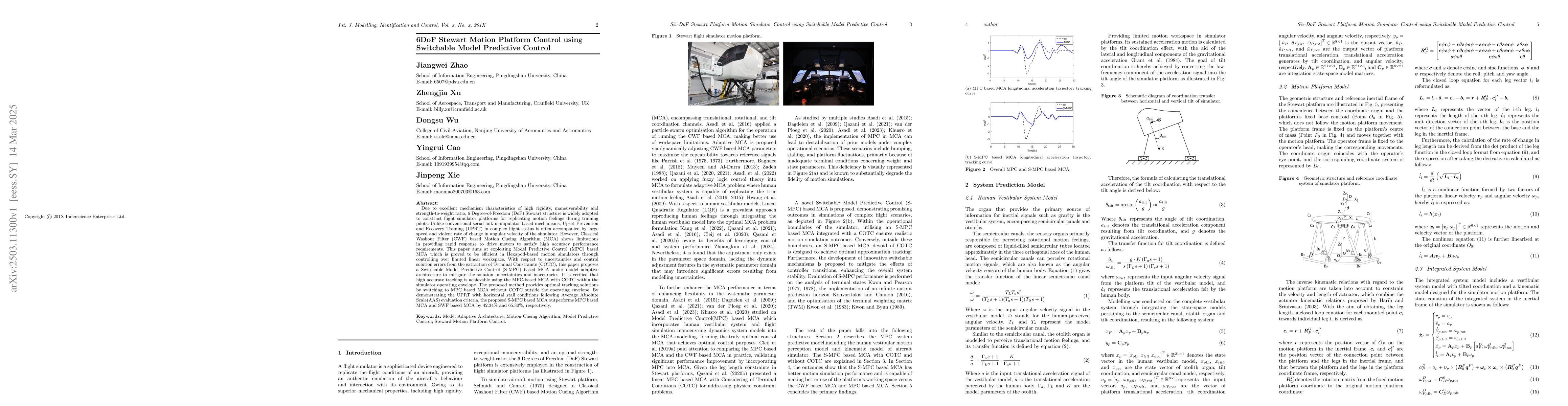 Thumbnail for Six-DoF Stewart Platform Motion Simulator Control using Switchable Model
  Predictive Control