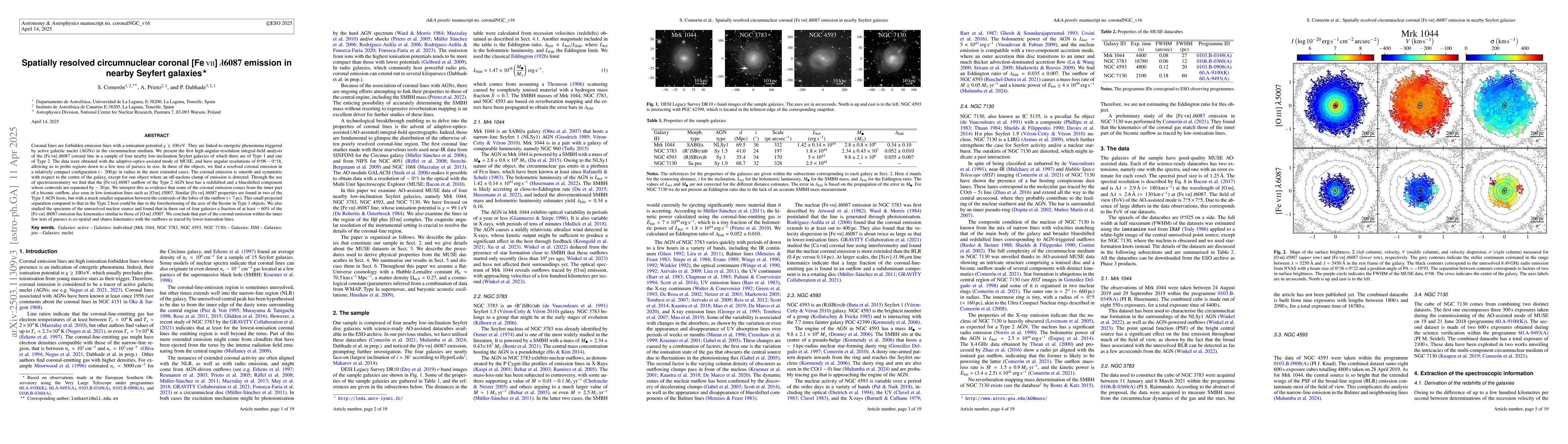 Thumbnail for Spatially resolved circumnuclear coronal $[{\rm Fe\,VII}]\,\lambda6087$
  emission in nearby Seyfert galaxies