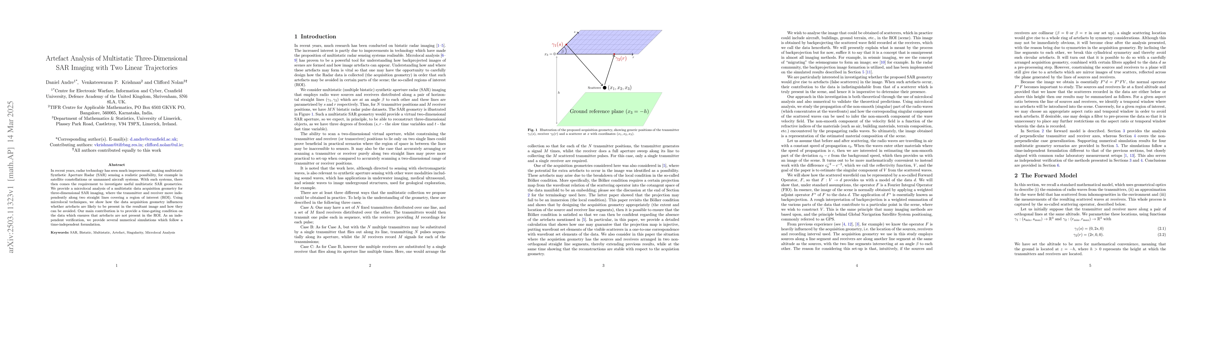 Thumbnail for Artefact Analysis of Multistatic Three-Dimensional SAR Imaging with Two
  Linear Trajectories