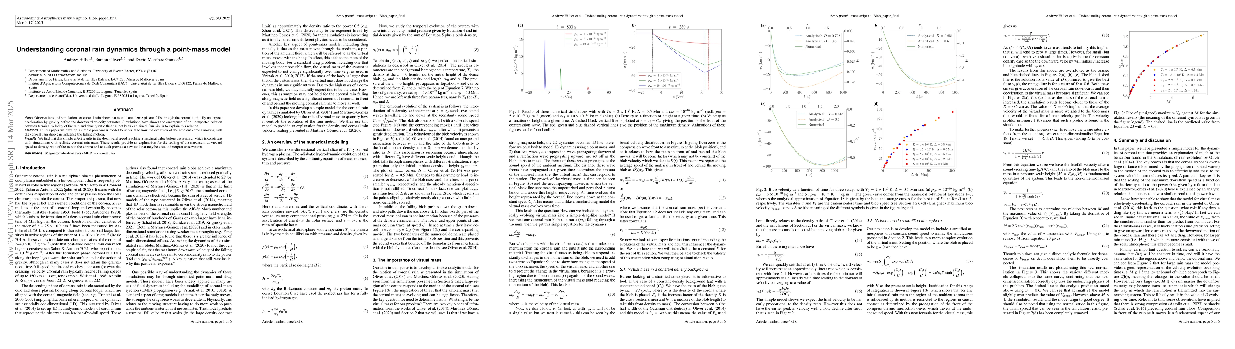 Thumbnail for Understanding coronal rain dynamics through a point-mass model