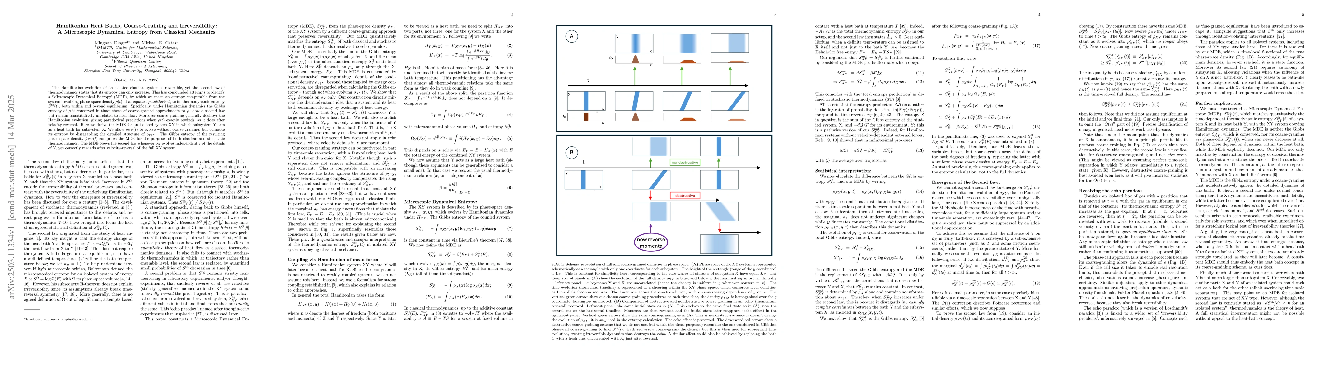 Thumbnail for Hamiltonian Heat Baths, Coarse-Graining and Irreversibility: A
  Microscopic Dynamical Entropy from Classical Mechanics
