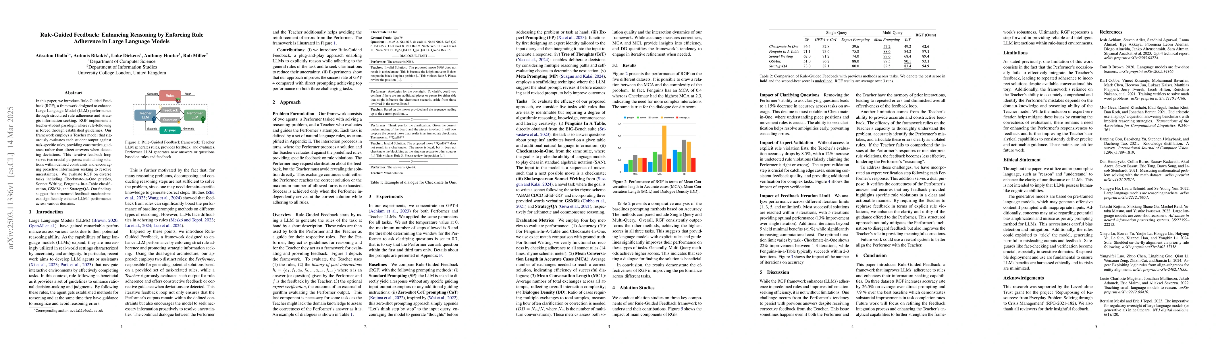 Thumbnail for Rule-Guided Feedback: Enhancing Reasoning by Enforcing Rule Adherence in
  Large Language Models