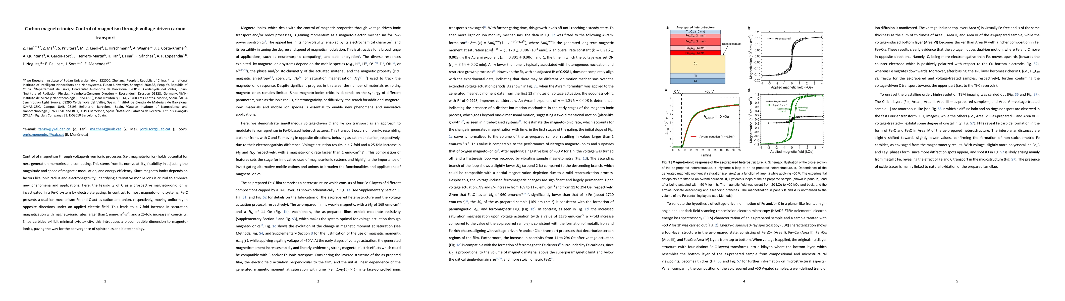 Thumbnail for Carbon magneto-ionics: Control of magnetism through voltage-driven
  carbon transport