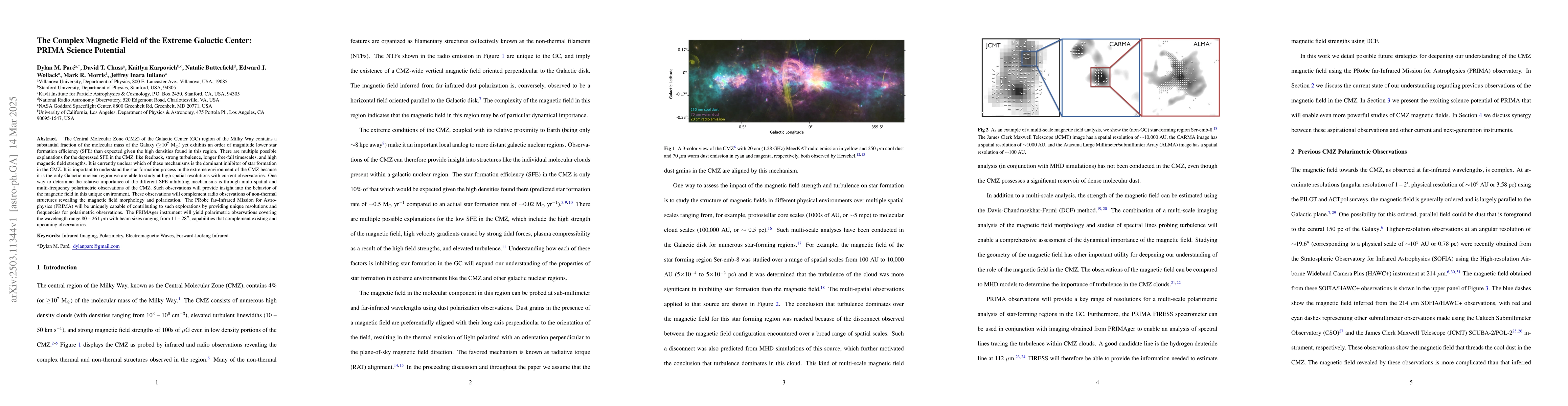 Thumbnail for The Complex Magnetic Field of the Extreme Galactic Center: PRIMA Science
  Potential