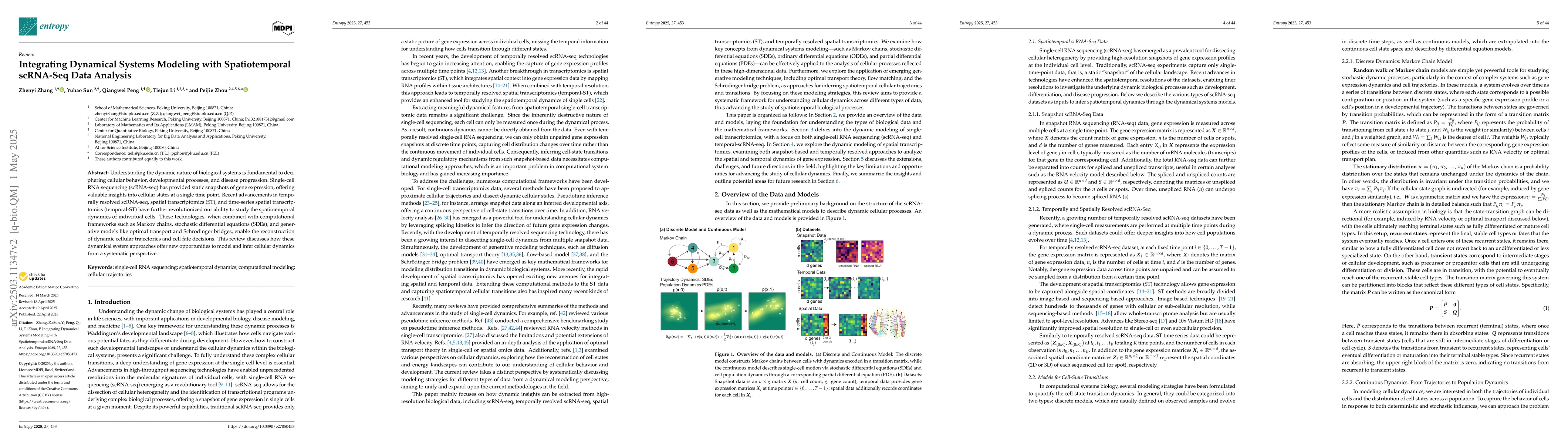 Thumbnail for Integrating Dynamical Systems Modeling with Spatiotemporal scRNA-seq
  Data Analysis