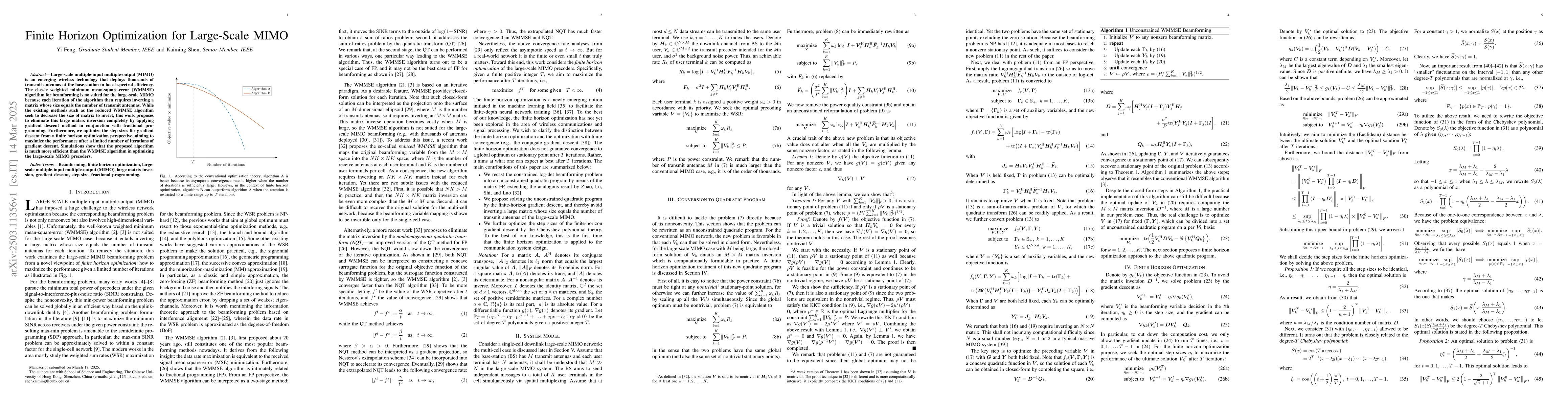 Thumbnail for Finite Horizon Optimization for Large-Scale MIMO