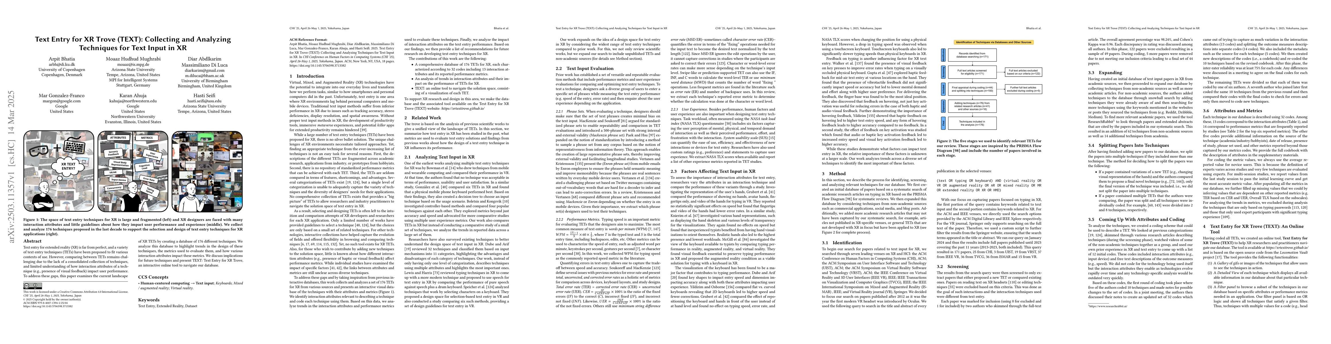 Thumbnail for Text Entry for XR Trove (TEXT): Collecting and Analyzing Techniques for
  Text Input in XR