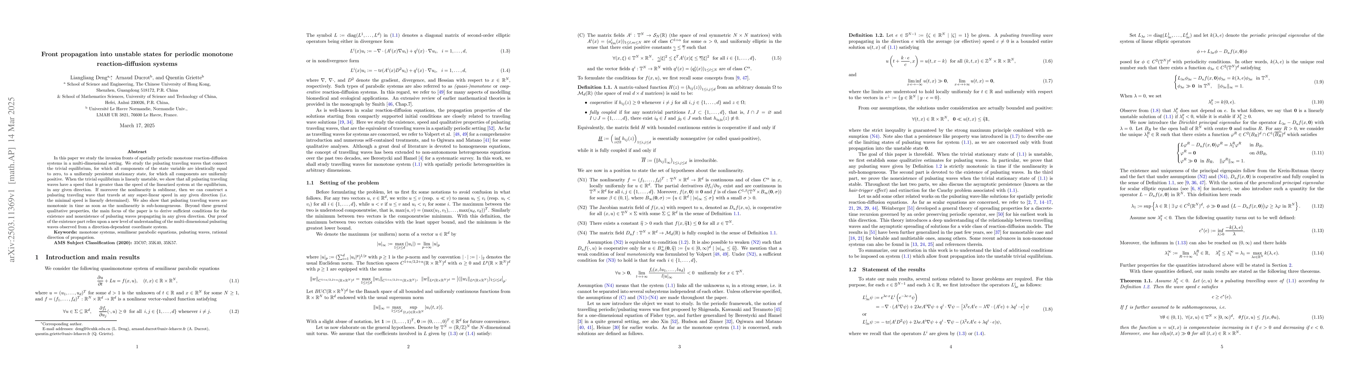Thumbnail for Front propagation into unstable states for periodic monotone
  reaction-diffusion systems