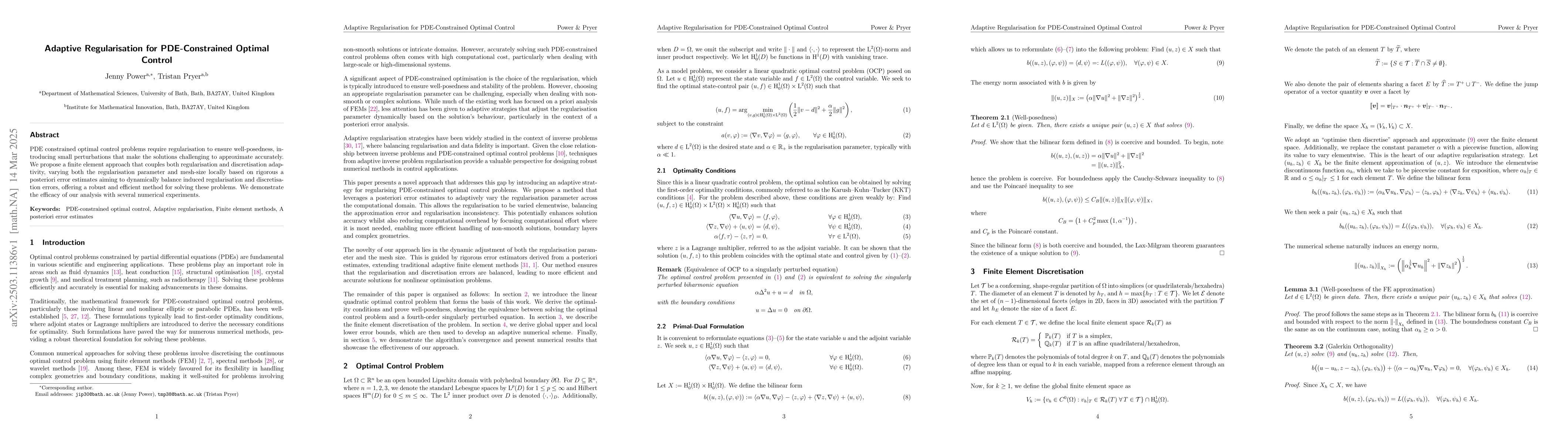 Thumbnail for Adaptive Regularisation for PDE-Constrained Optimal Control