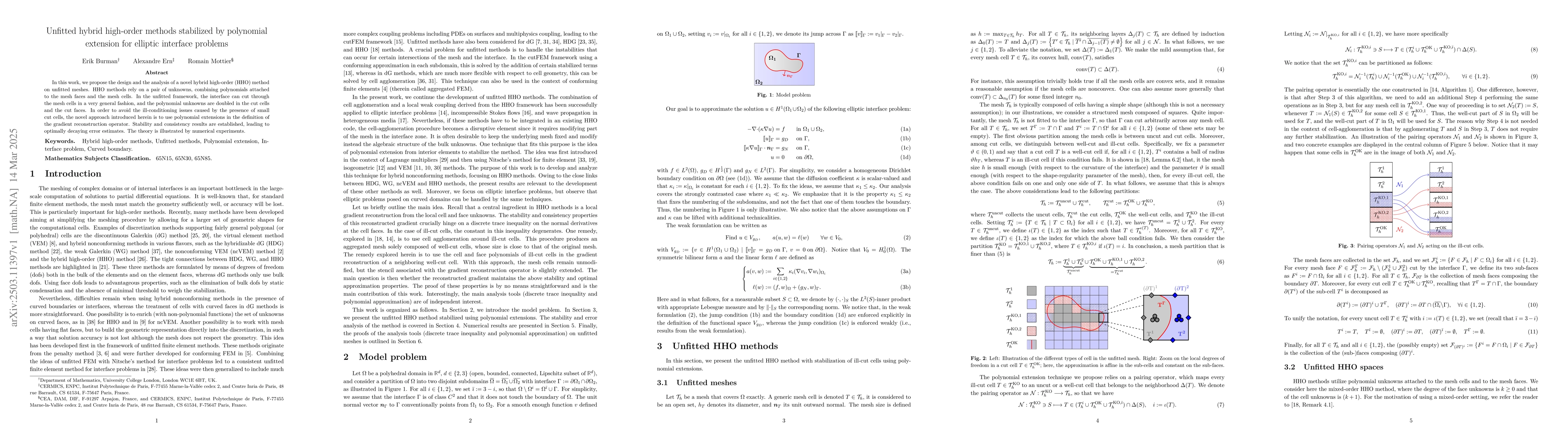 Thumbnail for Unfitted hybrid high-order methods stabilized by polynomial extension
  for elliptic interface problems