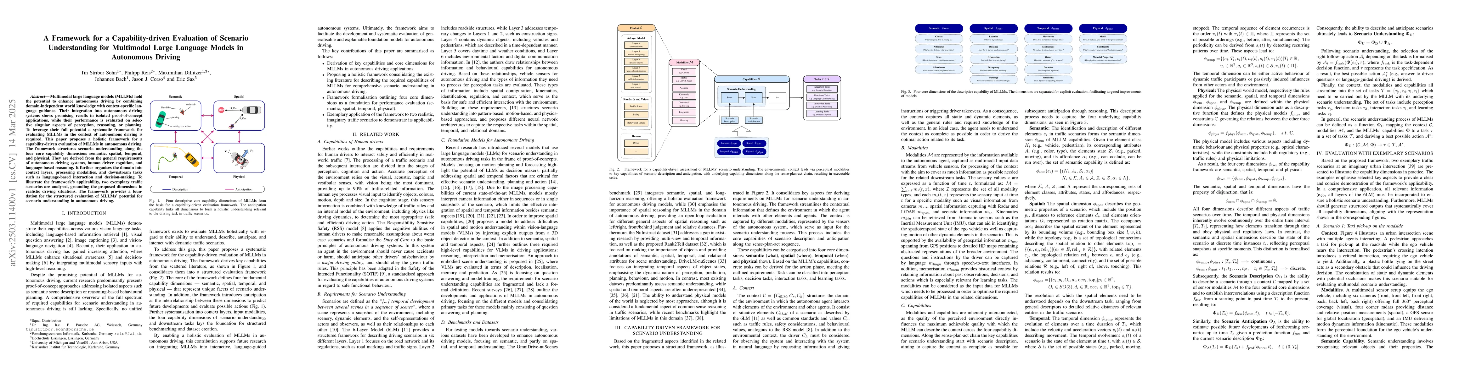 Thumbnail for A Framework for a Capability-driven Evaluation of Scenario Understanding
  for Multimodal Large Language Models in Autonomous Driving