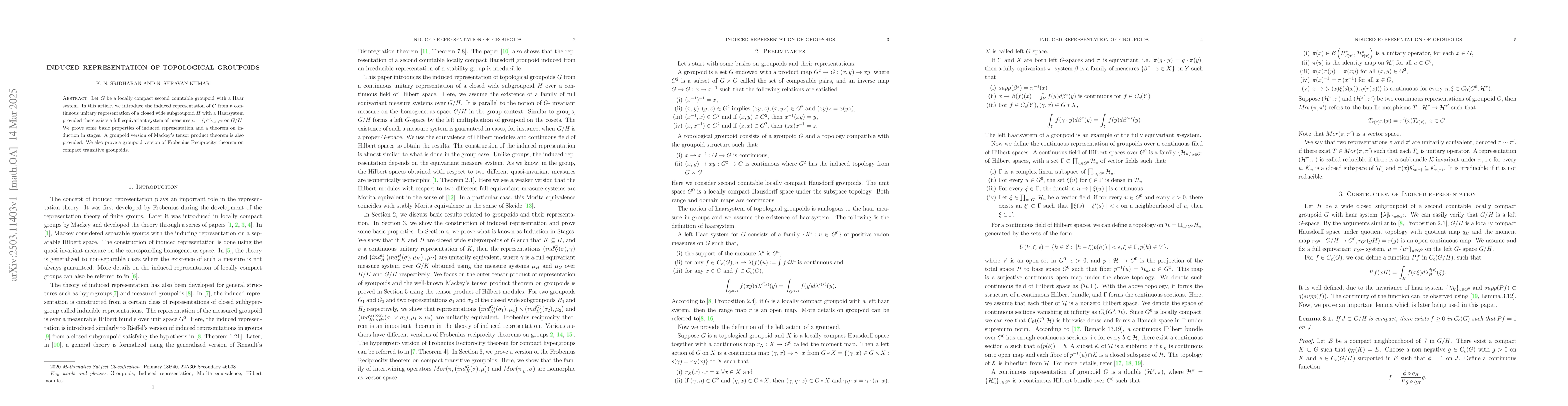 Thumbnail for Induced Representation of Topological groupoids