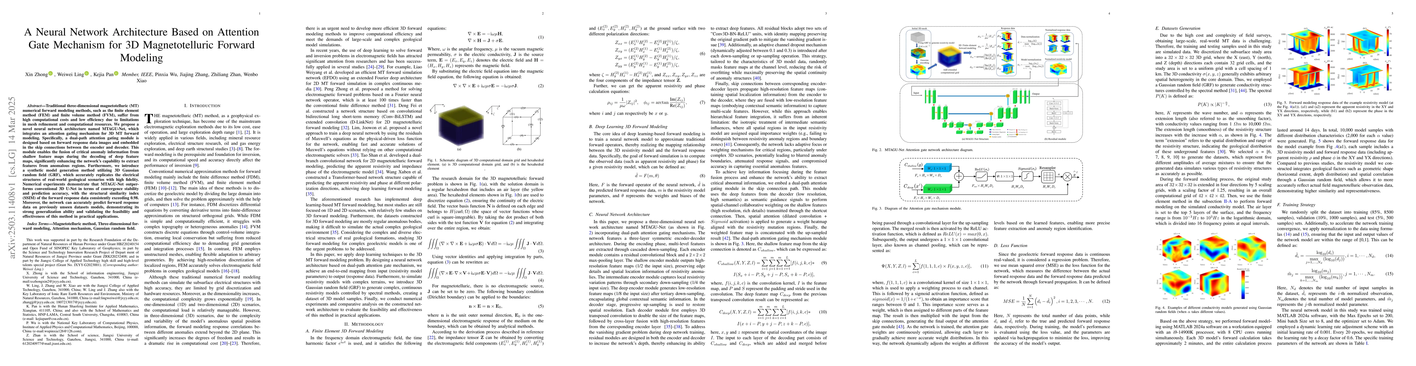 Thumbnail for A Neural Network Architecture Based on Attention Gate Mechanism for 3D
  Magnetotelluric Forward Modeling