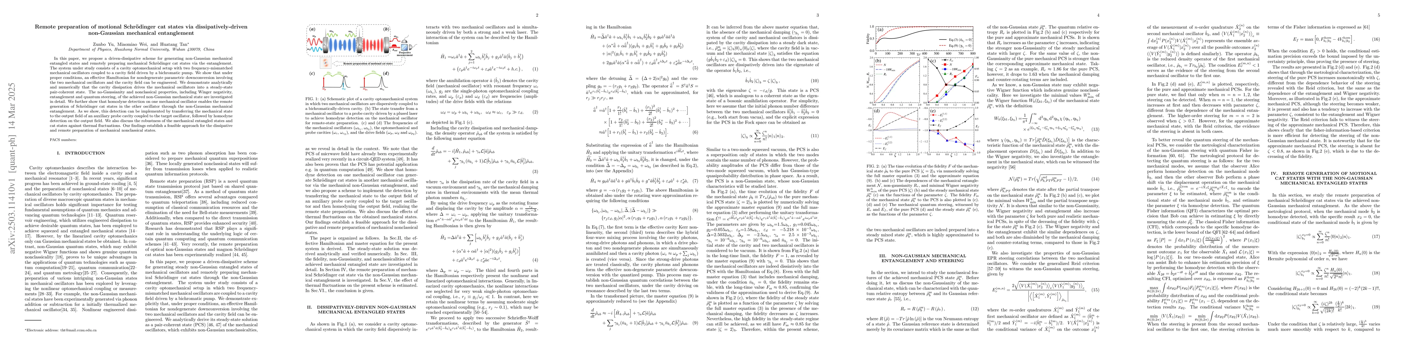 Thumbnail for Remote preparation of motional Schrödinger cat states via
  dissipatively-driven non-Gaussian mechanical entanglement
