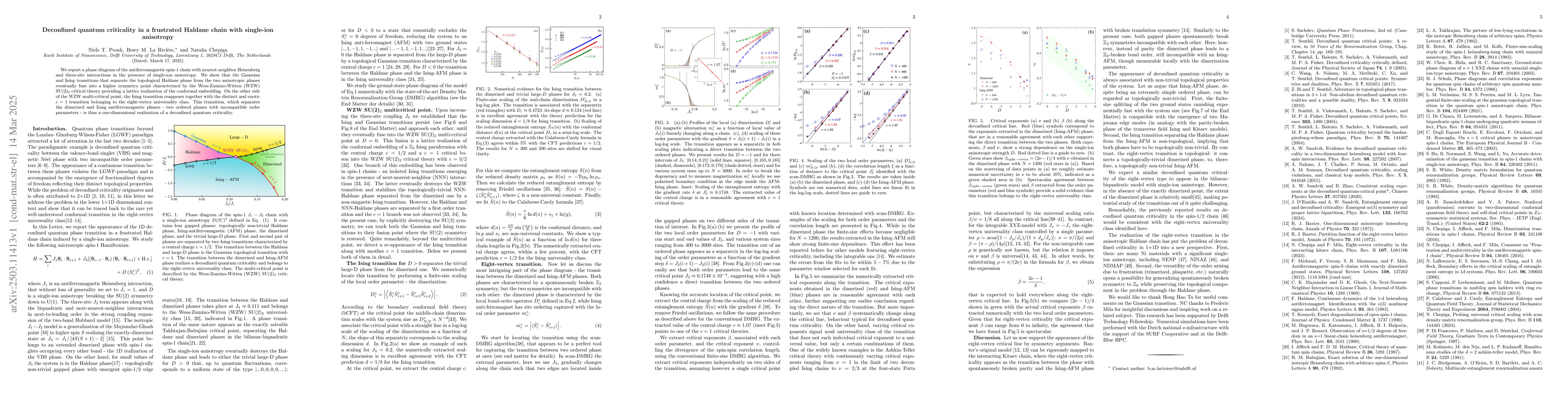 Thumbnail for Deconfined quantum criticality in a frustrated Haldane chain with
  single-ion anisotropy