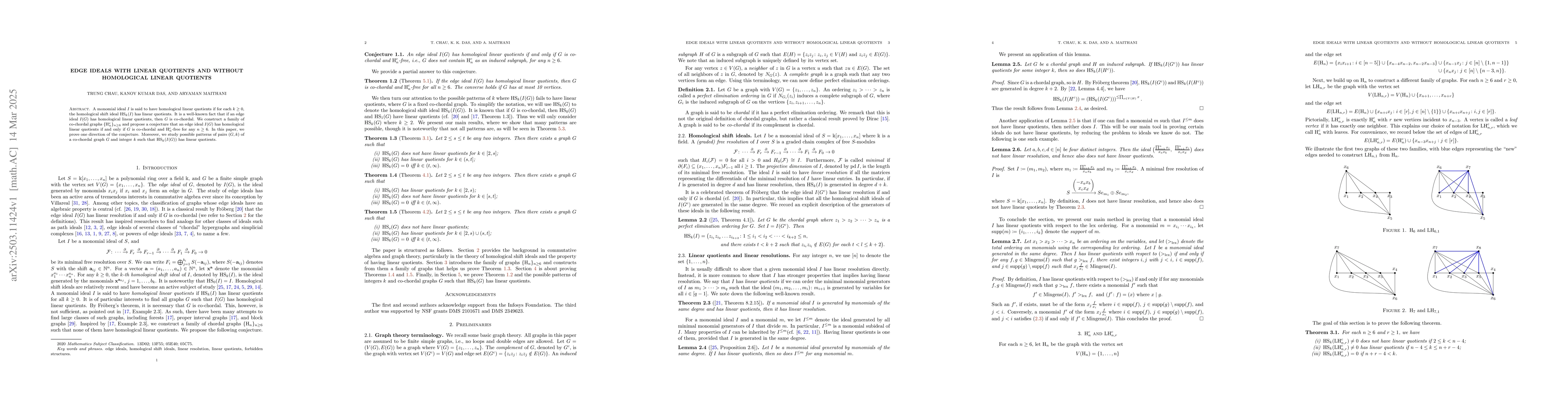 Thumbnail for Edge ideals with linear quotients and without homological linear
  quotients