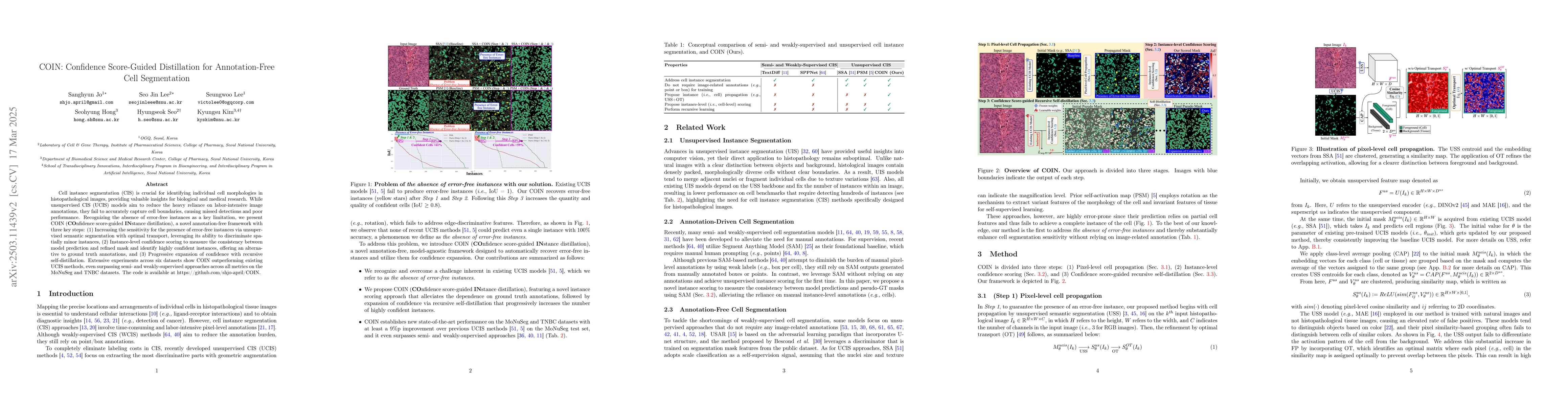 Thumbnail for COIN: Confidence Score-Guided Distillation for Annotation-Free Cell
  Segmentation