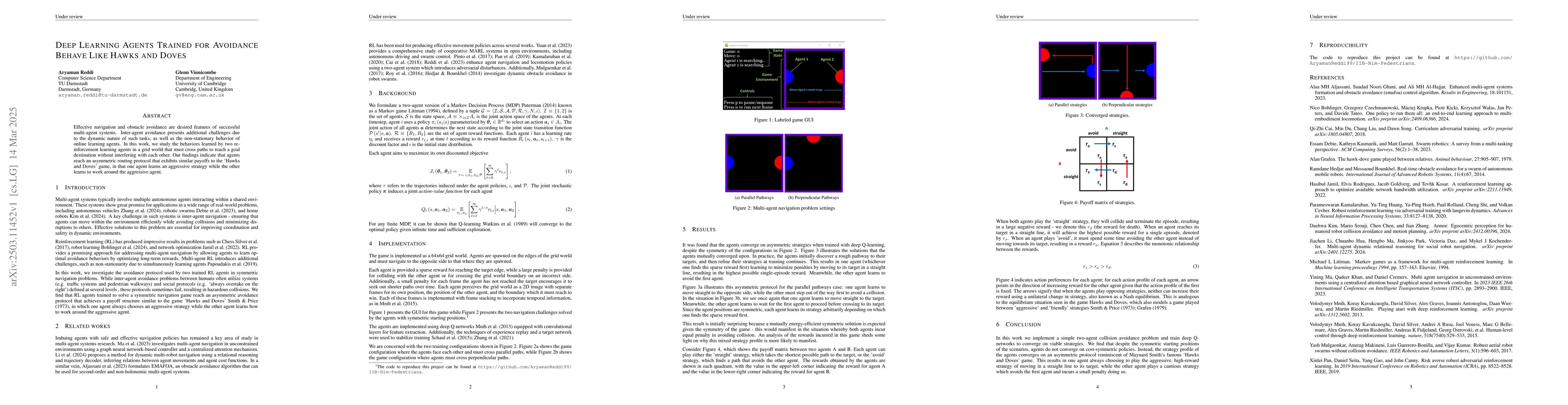 Thumbnail for Deep Learning Agents Trained For Avoidance Behave Like Hawks And Doves