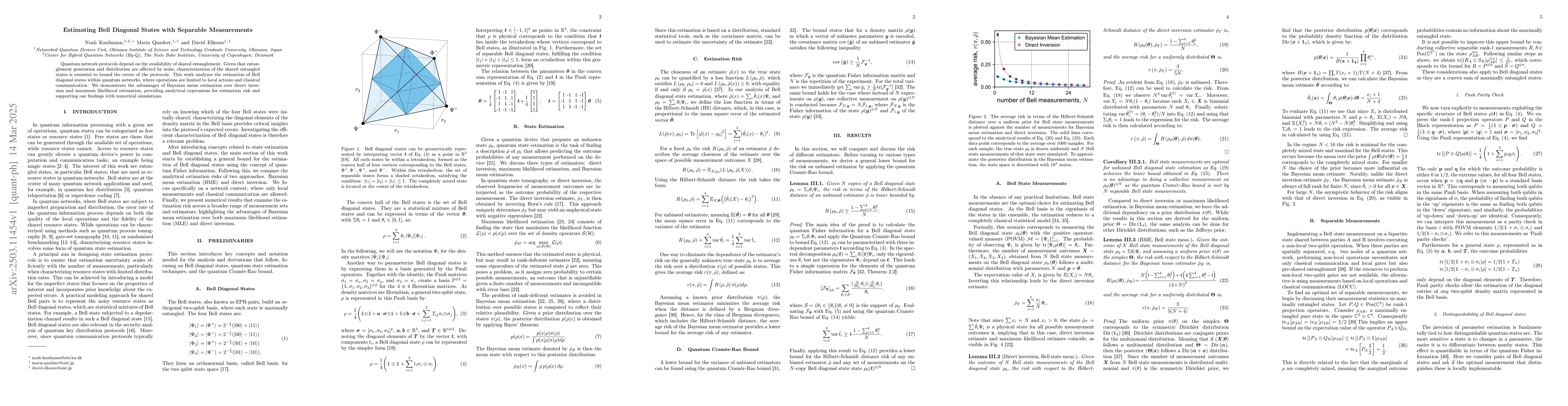 Thumbnail for Estimating Bell Diagonal States with Separable Measurements